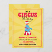 サーカスカーニバル誕生日パーティーの招待 招待状 (正面/裏面)