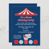 サーカスカーニバル誕生日パーティーの招待 招待状 (正面/裏面)