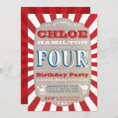 サーカスカーニバル誕生日パーティーの招待 招待状 (正面/裏面)