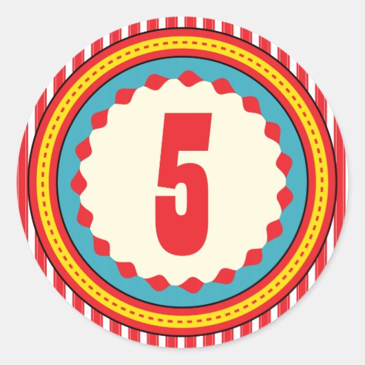 サーカスカーニバル誕生日パーティーステッカー ラウンドシール (正面)