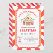 サーカスカーニバル誕生日パーティー 招待状 (正面/裏面)