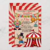 サーカスカーニバル誕生日パーティー 招待状 (正面/裏面)