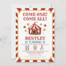 サーカスカーニバル誕生日招待状