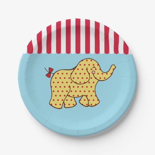 サーカスカーニバル象パーティー紙プレート ペーパープレート (正面)