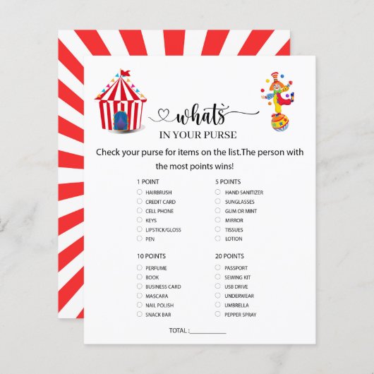 サーカスカーニバル財布の中に何があるか (正面/裏面)