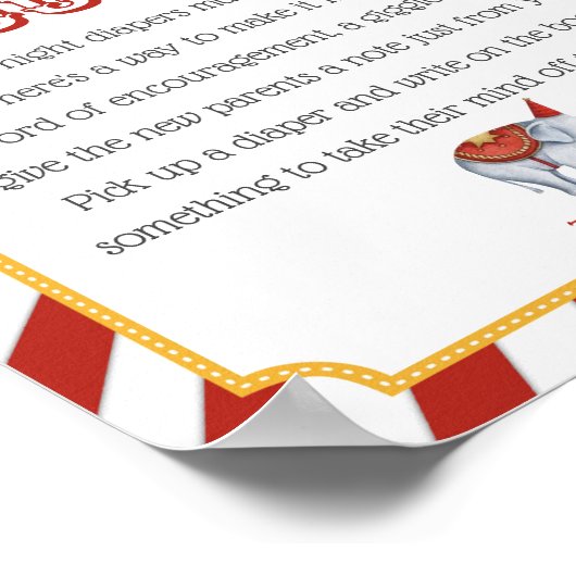 サーカスカーニバル赤ちゃんシャワーおむつ思考サイン ポスター (角)