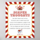 サーカスカーニバル赤ちゃんシャワーおむつ思考サイン ポスター (正面)