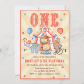 サーカスカーニバル&アニマルズ1st誕生日招待状 招待状 (正面)