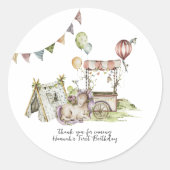 サーカスカーニバル |ウッドランド・ユニコーン誕生日パーティー ラウンドシール (正面)