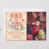 サーカスカーニバル&動物1stバースデーフォト 招待状 (正面)