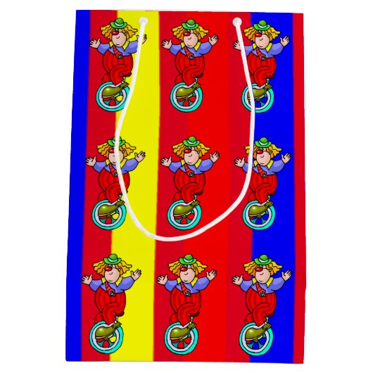 サーカスキッズパーティーで過ごす日パーソナライズされた ミディアムペーパーバッグ (裏面)