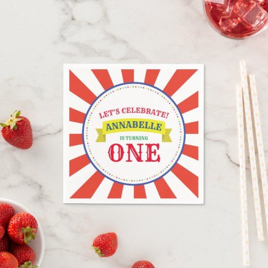 サーカスキュートキッズバースデーパーティーヴィンテージ スタンダードカクテルナプキン (インサイチュ)