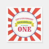 サーカスキュートキッズバースデーパーティーヴィンテージ スタンダードカクテルナプキン (正面)