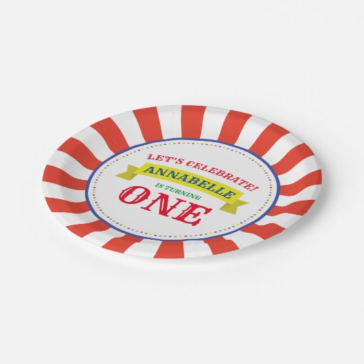 サーカスキュートキッズバースデーパーティーヴィンテージ ペーパープレート (アングル)