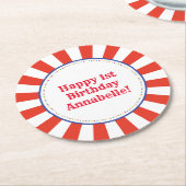 サーカスキュートキッズバースデーパーティーヴィンテージ ラウンドペーパーコースター (アングル)