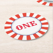 サーカスキュートキッズバースデーパーティーヴィンテージ ラウンドペーパーコースター (アングル)