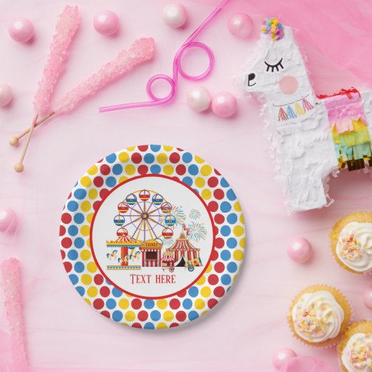 サーカスクールテーマパークフェスティバル追加文字 ペーパープレート (パーティー)