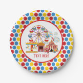 サーカスクールテーマパークフェスティバル追加文字 ペーパープレート (正面)