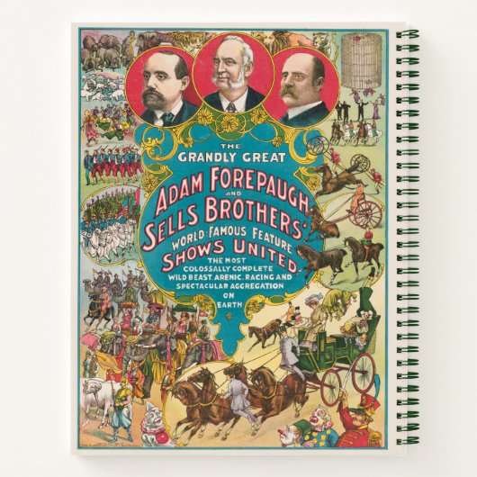 サーカスシーンの多いサーカスポスター ノートブック (裏面)