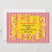 サーカスストライプおもしろいスワール誕生日パーティーの招待 招待状 (裏面)