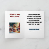 サーカススピルトラックドライバーおもしろい誕生日 カード (内部)