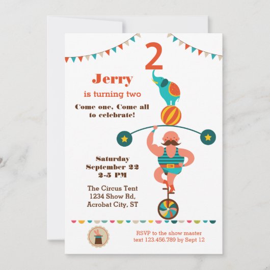 サーカスセカンド誕生日招待状 招待状 (正面)