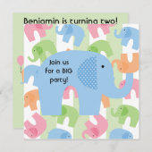 サーカスゾウカスタマイズズ誕生日招待状 招待状 (正面/裏面)