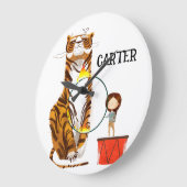 サーカスタイガートレーナー子供部屋 ラージ壁時計 (傾斜)