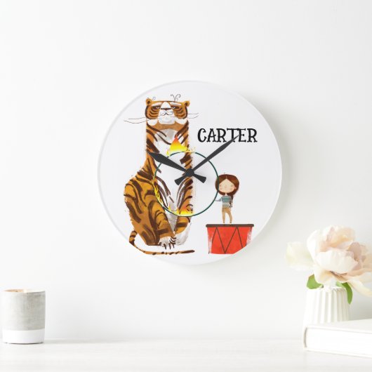 サーカスタイガートレーナー子供部屋 ラージ壁時計 (ホーム)