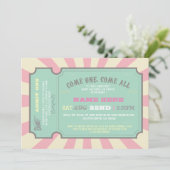 サーカスチケットピンクベビーシャワー招待状 招待状 (スタンド正面)