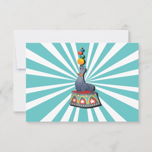 サーカスチケット誕生日パーティーありがとうノートカード 招待状 (裏面)