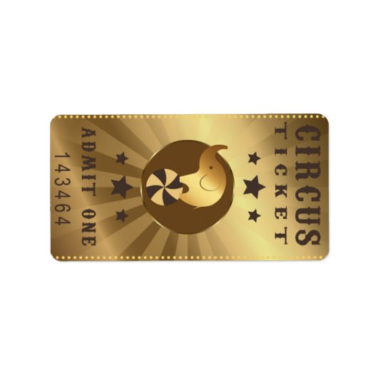 サーカスチケット1つの誕生日パーティーエレファントを認める ラベル (正面)