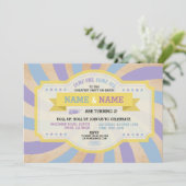 サーカスツインズバースデーパーティーブルーカーニバル招待状 招待状 (スタンド正面)