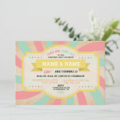 サーカスツインズ誕生日ミント&コーラルカーニバル招待状 招待状 (スタンド正面)