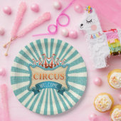 サーカスティール（緑がかった色）レッドテントバースデーパーティー紙プレート ペーパープレート (パーティー)