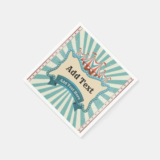 サーカスティール（緑がかった色）レッドテントヴィンテージバースデーパーティナプキ スタンダードカクテルナプキン (角)