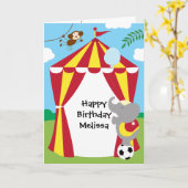 サーカステントと動物の誕生日カード カード (黄色い花)