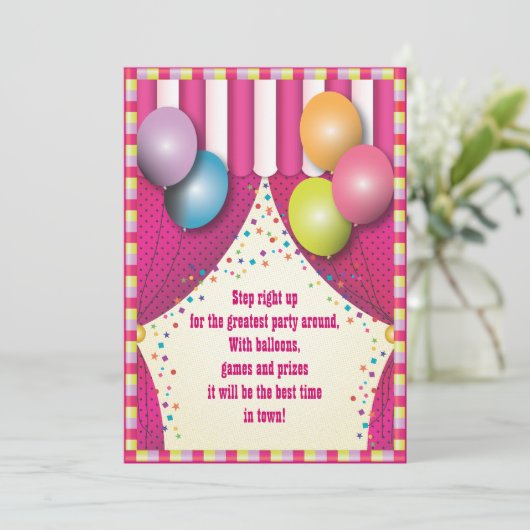 サーカステントカーニバルガールズバースデーパーティー 招待状 (スタンド正面)