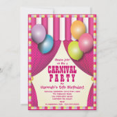 サーカステントカーニバルガールズバースデーパーティー 招待状 (裏面)