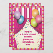 サーカステントカーニバルガールズバースデーパーティー 招待状 (正面/裏面)