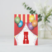 サーカステントカーニバル独自の誕生日バナーを作成 ポストカード (スタンド正面)