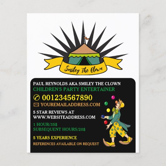 サーカステントピエロ,キッズエンターテイナー,ピエロ広告 チラシ (正面)