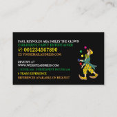 サーカステントピエロ,キッズエンターテイナー,ピエロ 名刺 (裏面)