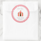 サーカステント誕生日ありがとうステッカー赤 ラウンドシール (バッグ)