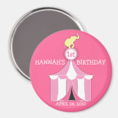 サーカステント&エレファントガールズバースデーパーティーマグネット マグネット (正面/裏面)