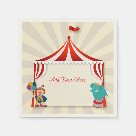 サーカステント、パフォーマー スタンダードカクテルナプキン (正面)