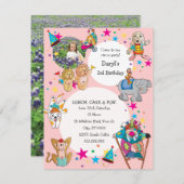 サーカステーマの子供の誕生日パーティー招待状 招待状 (正面/裏面)