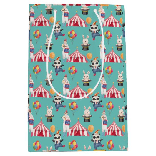 サーカステーマ誕生日すべての行事かわいい抱き枕 ミディアムペーパーバッグ (正面)