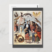 サーカスドッグ、ヴィンテージイラストレーション、 ポストカード (正面/裏面)