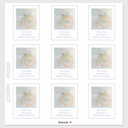 サーカスバイク蔵書票 シール (シート)